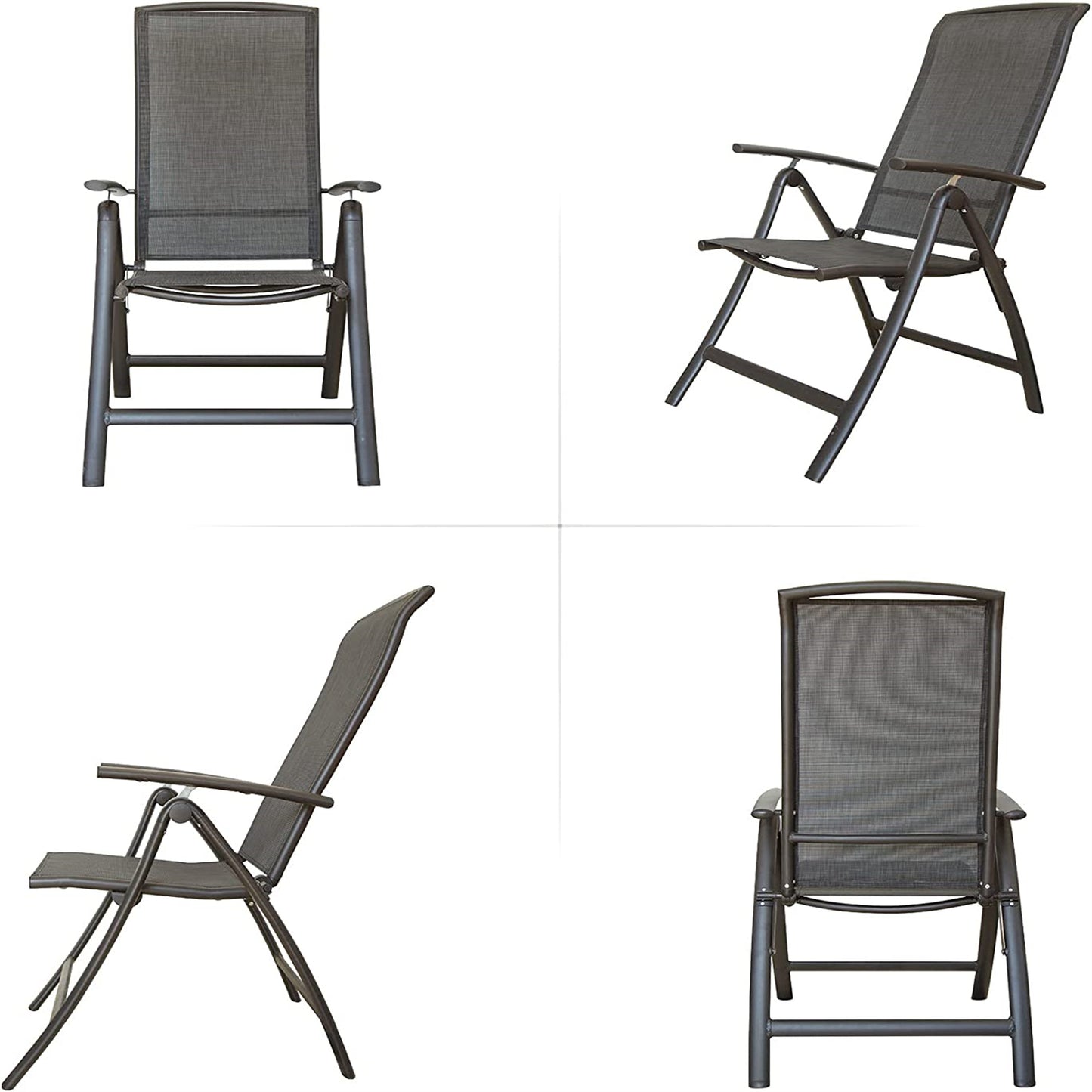 Folding Reclining Lawn Chairs 2-Pack - Aluminum Sling Patio Chairs