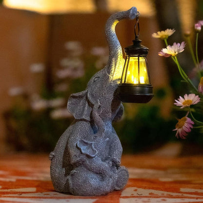 Solar Elephant Figurine Light - Front Porch Garden Decor