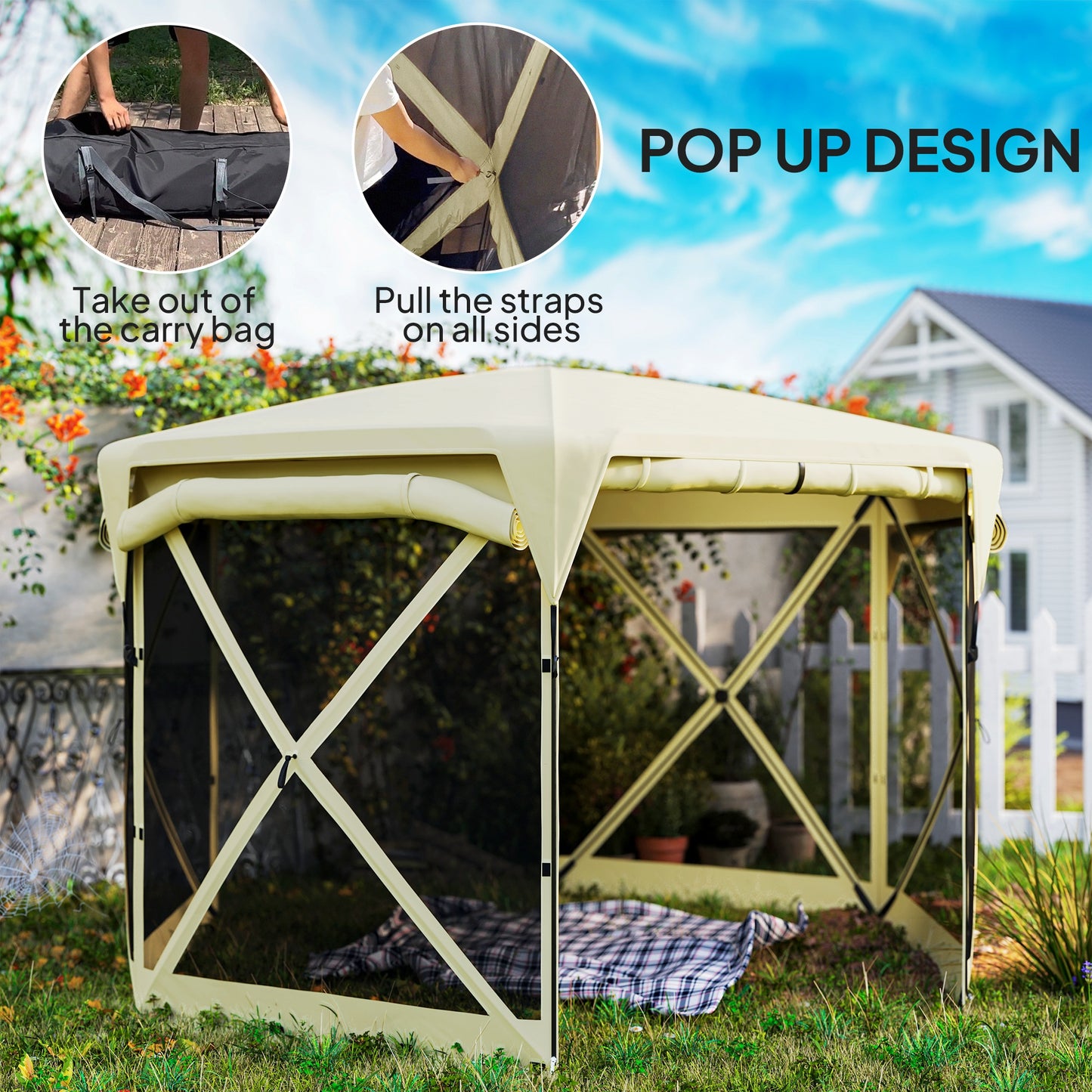 Pop-Up Gazebo Screen Tent - Portable Outdoor Canopy