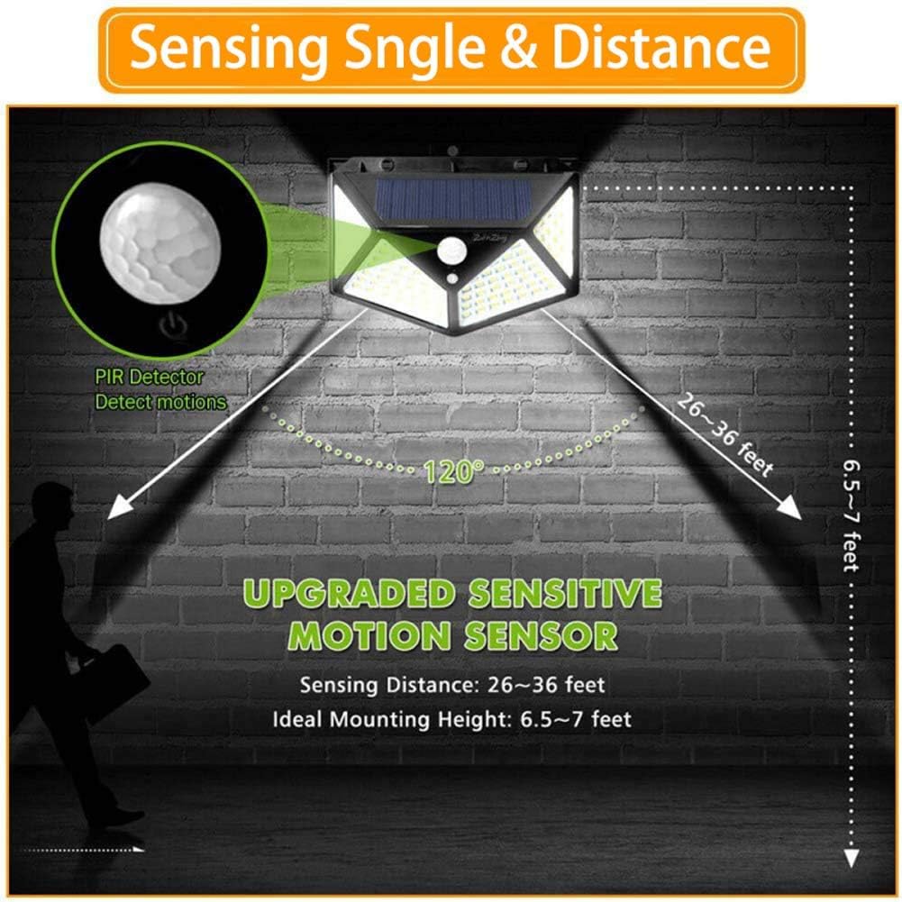 Solar Motion Sensor Light - 3 Modes, IP65 Outdoor Wall Mount
