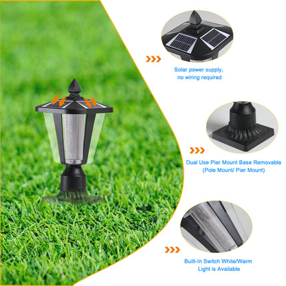 Solar Lantern 15in - Modern Outdoor LED Garden Post Light