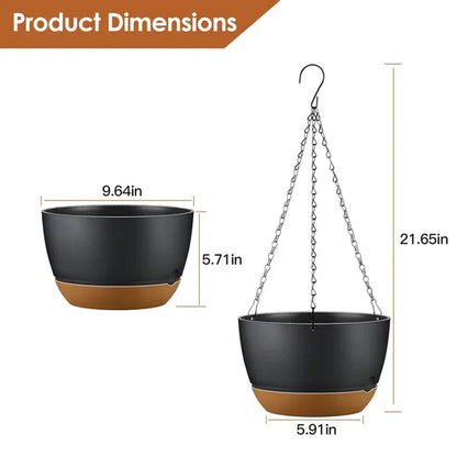 Self-Watering Hanging Planter 9.6in - With Drainage Holes