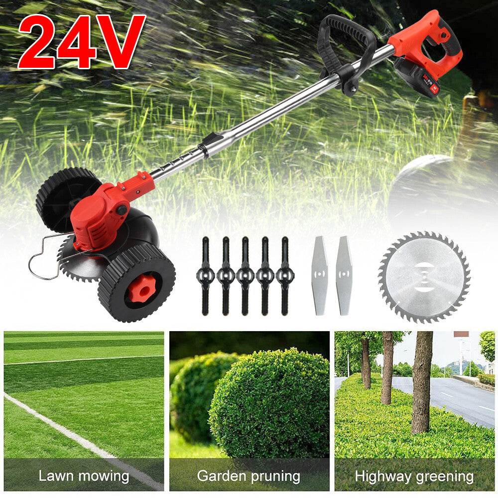 24V Cordless Grass Trimmer - Electric Weed Cutter with 2 Batteries