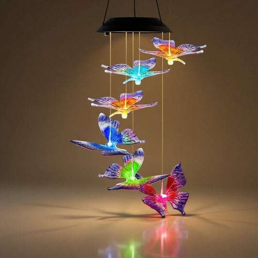 Solar Butterfly Wind Chime - IPX4 Color-Changing Outdoor Decor