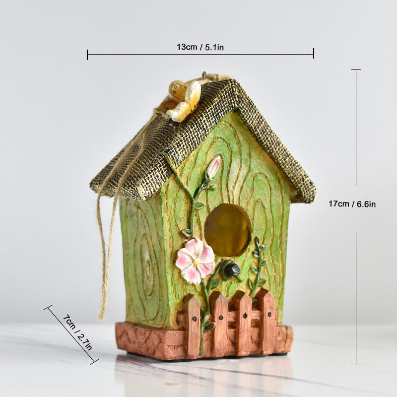 Rustic Birdhouse Garden Sculpture - Decorative Bird Nest Decor