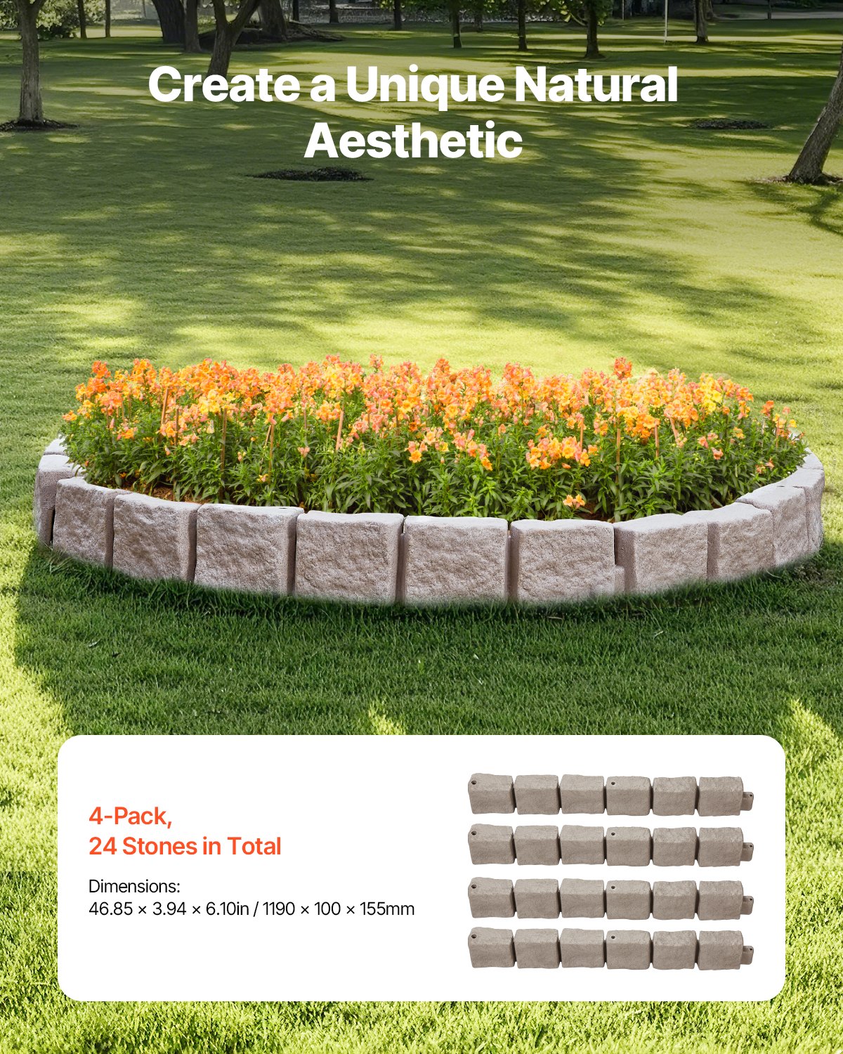 Faux Stone Landscape Edging - Flexible Brick-Look Garden Border