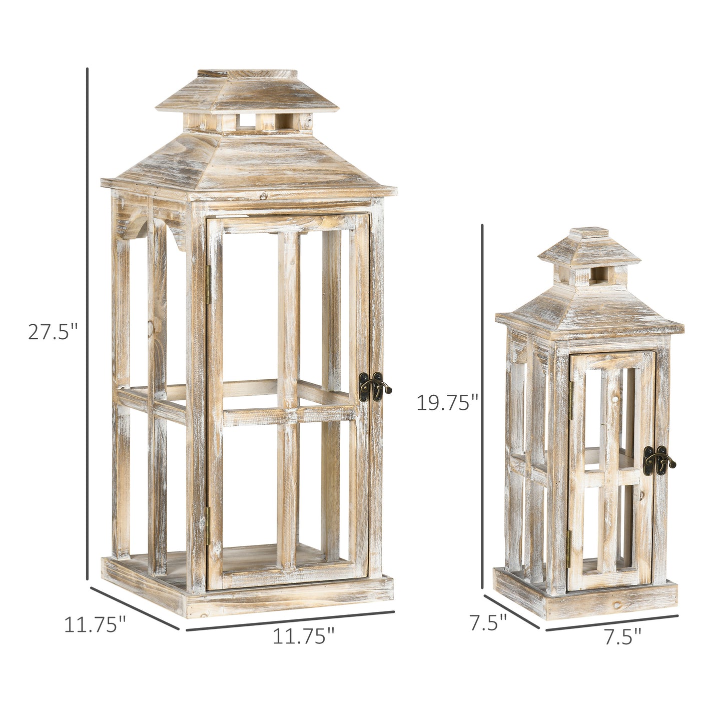 Rustic Wooden Lantern - Large Decorative Indoor/Outdoor Candle Holder
