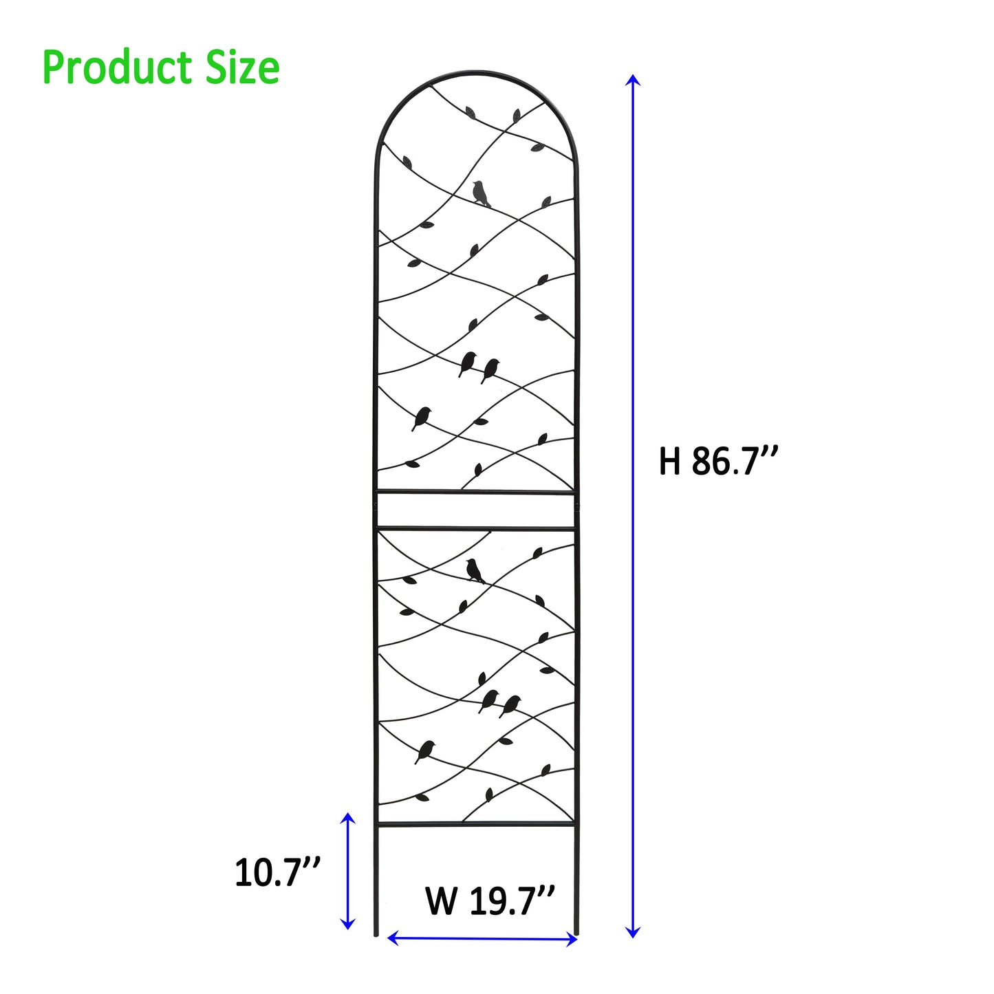 Metal Garden Trellis 87in - Rustproof Climbing Plant Support