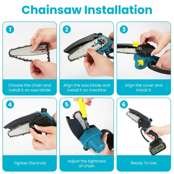 4-in-1 Cordless Pruning Shears & Chainsaw - 5.5ft Extension Pole