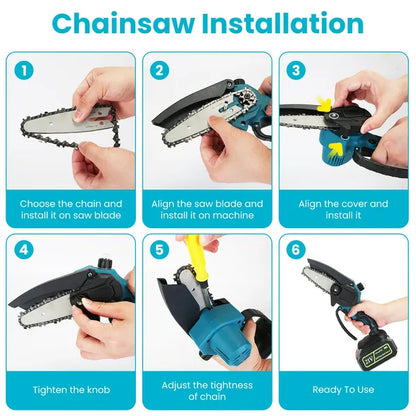 4-in-1 Cordless Pruning Shears & Chainsaw - 5.5ft Extension Pole
