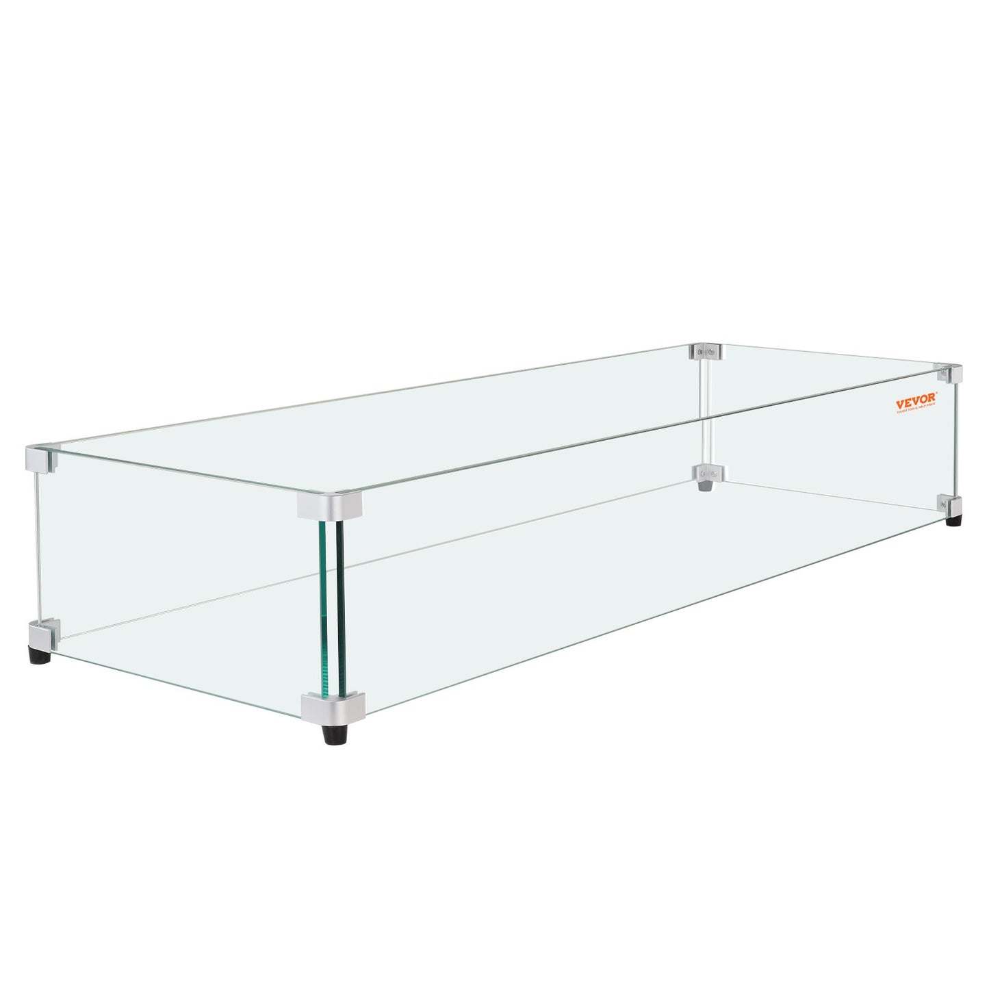 Rectangular Fire Pit Wind Guard - 8mm Tempered Glass Shield