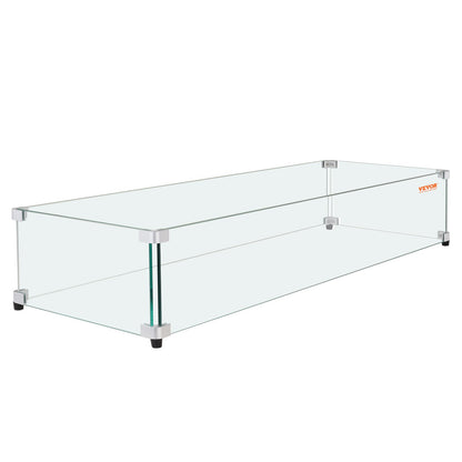 Rectangular Fire Pit Wind Guard - 8mm Tempered Glass Shield