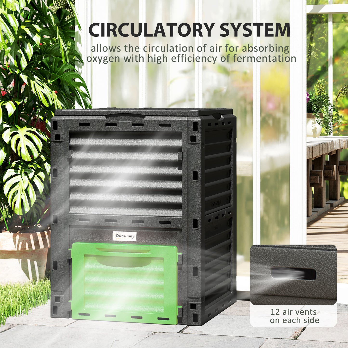 80 Gallon Garden Compost Bin - Large-Capacity Outdoor Composter