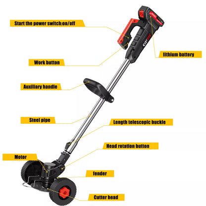 21V Cordless Grass Trimmer - Electric Edger with 2 Batteries