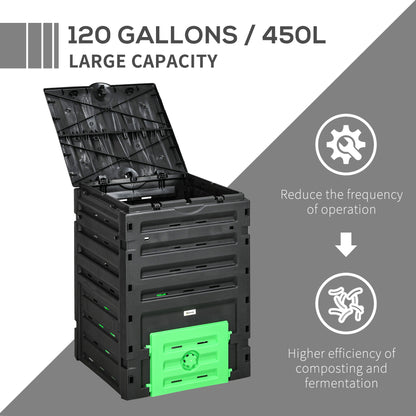 120 Gallon Garden Compost Bin - 450L BPA-Free Composter