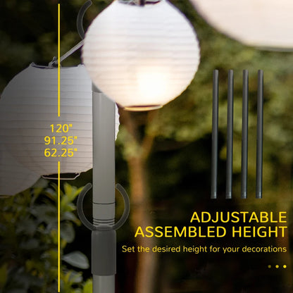 10ft Steel String Light Poles - Patio Hanging Lighting Stand Set