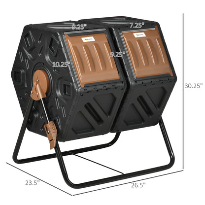 Dual-Chamber Compost Tumbler - 24gal Outdoor Rotating Composter