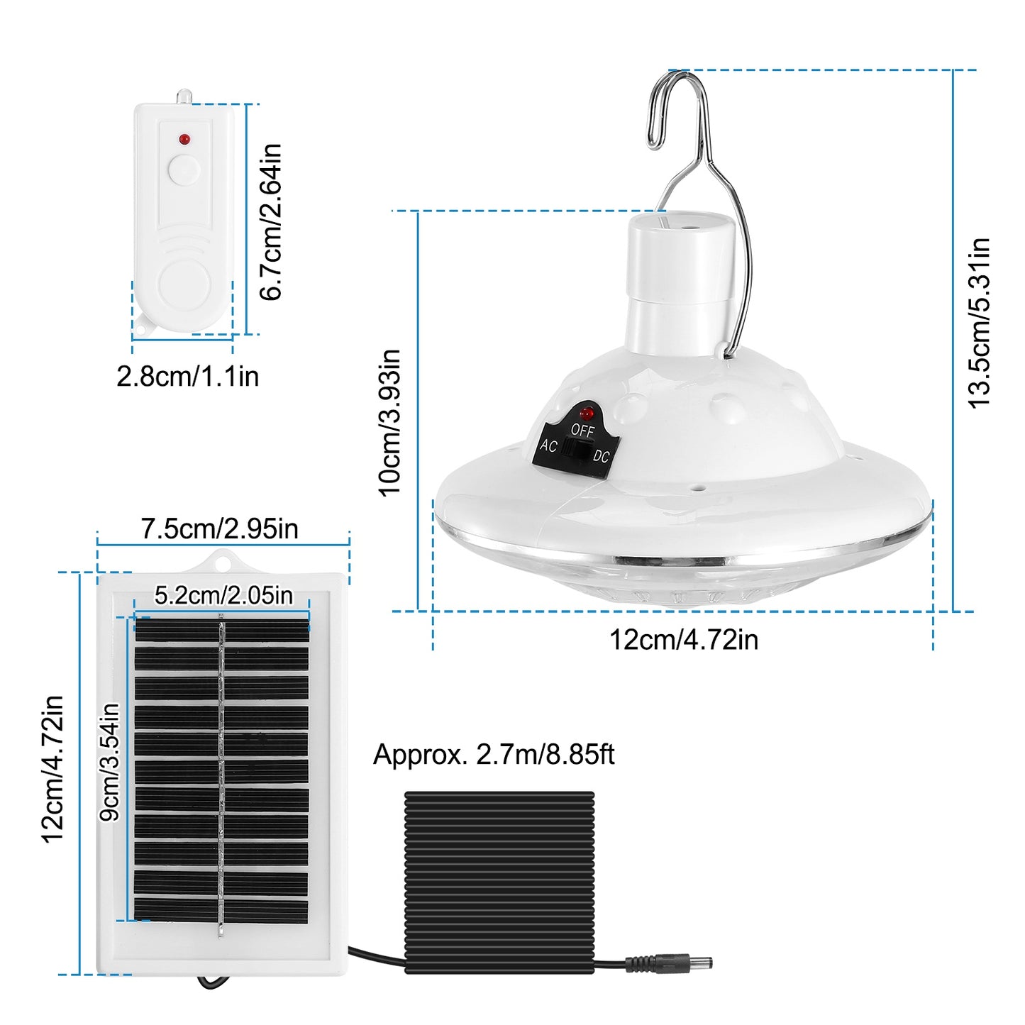 Solar Camping Lantern with Remote - 3 Modes, IP65 Waterproof