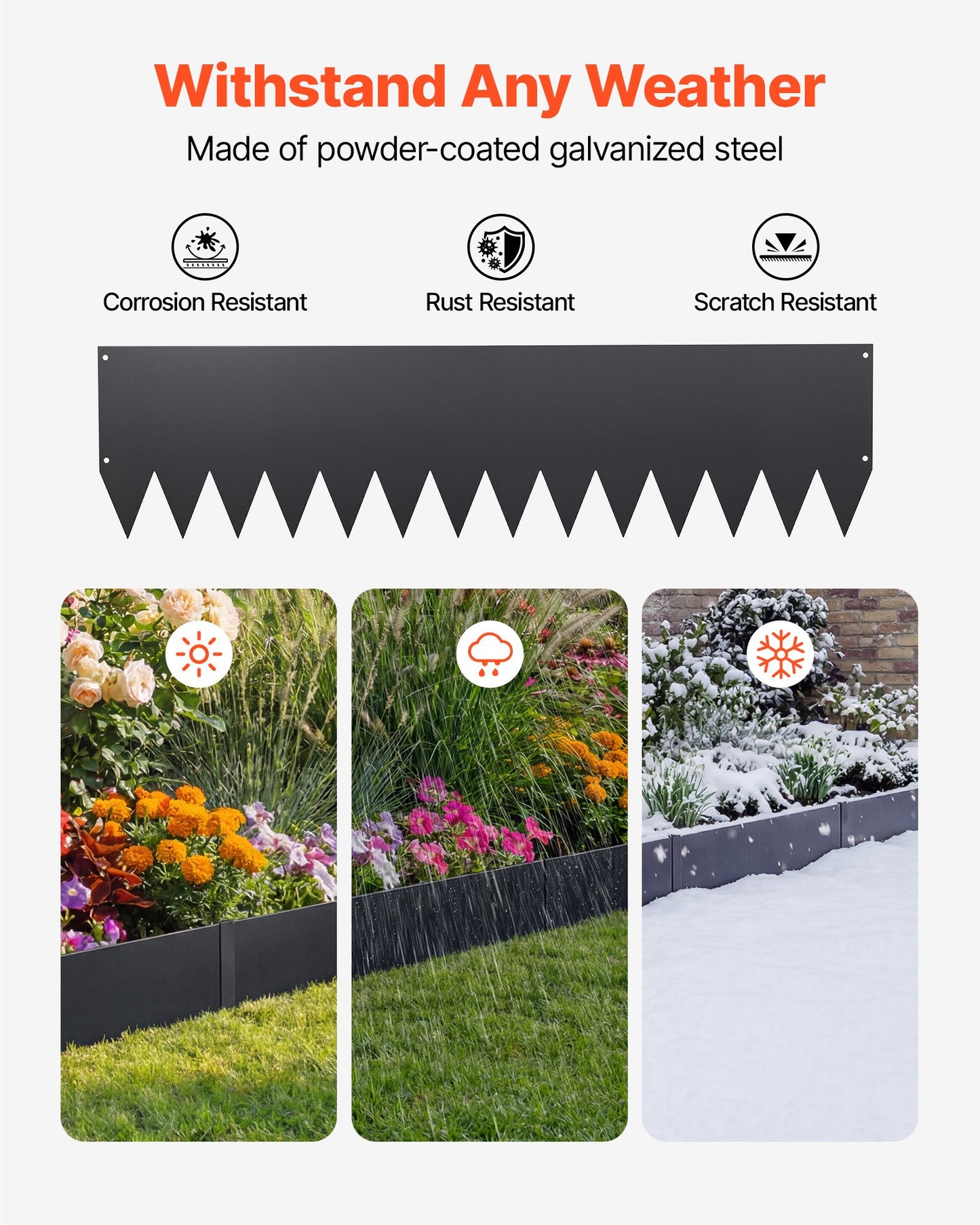 Galvanized Steel Landscape Edging 6-Pack - 40x10in Garden Border