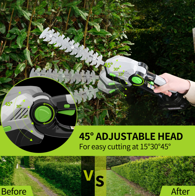 2-in-1 Cordless Hedge Trimmer & Grass Shears - 21V Electric