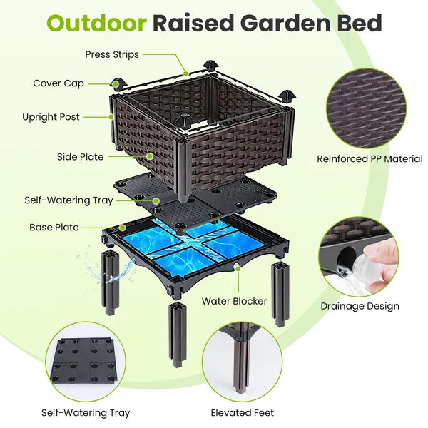 Self-Watering Raised Garden Bed with Legs - Elevated Planter Box