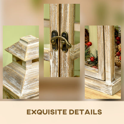 Rustic Wooden Lantern - Large Decorative Indoor/Outdoor Candle Holder
