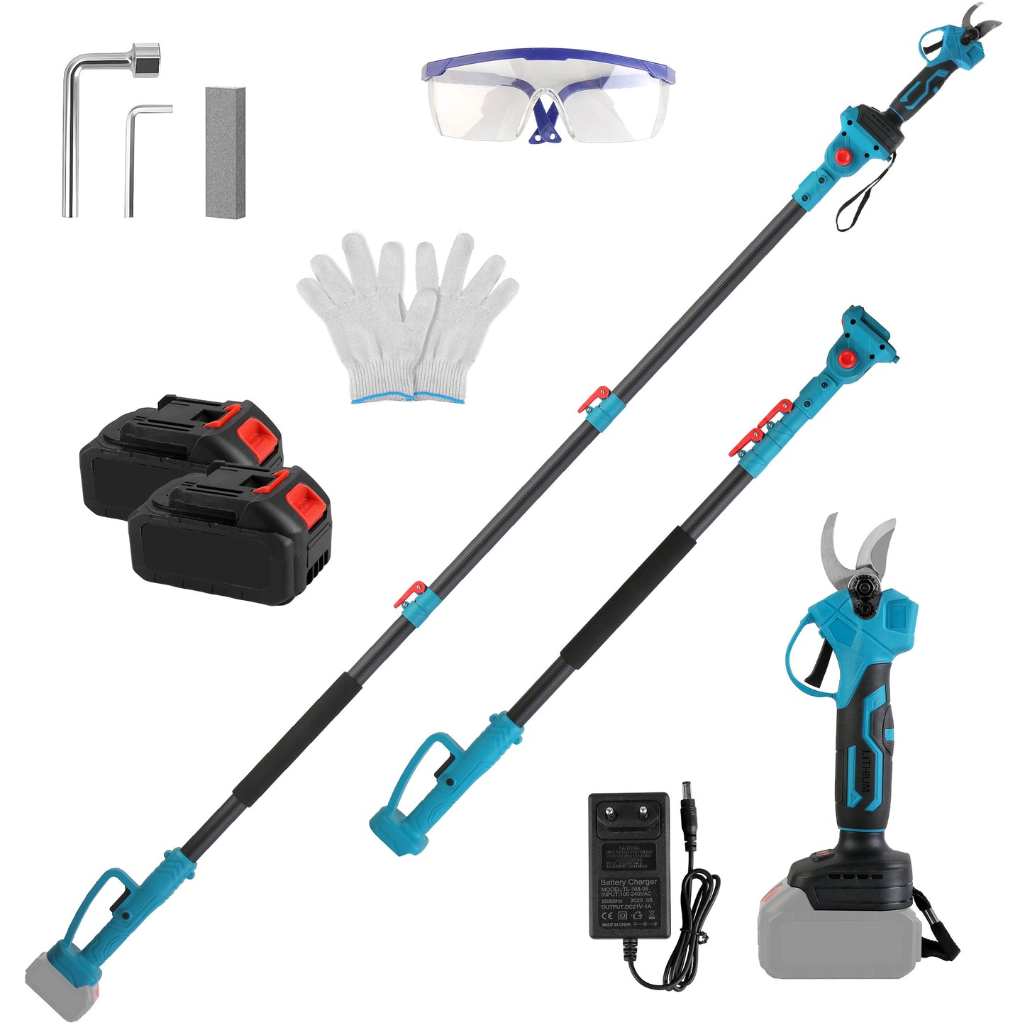 2-in-1 Electric Pruning Shears with Extension Pole - 21V Cordless