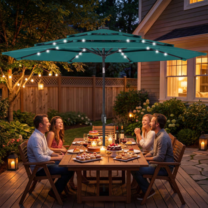 3-Tier Patio Umbrella 9.7ft - Outdoor with Solar LED Lights