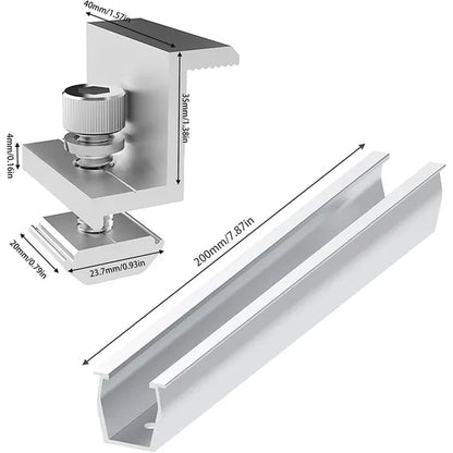 U-Shaped Solar Panel Mounting Rail - Black, Middle Pressure Set