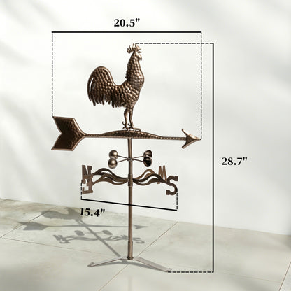 Metal Rooster Weathervane - Roof-Mount Wind Direction Indicator