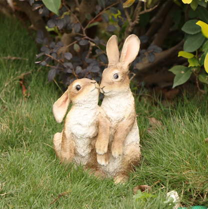 Resin Rabbit Garden Statue - Indoor/Outdoor Patio Decor