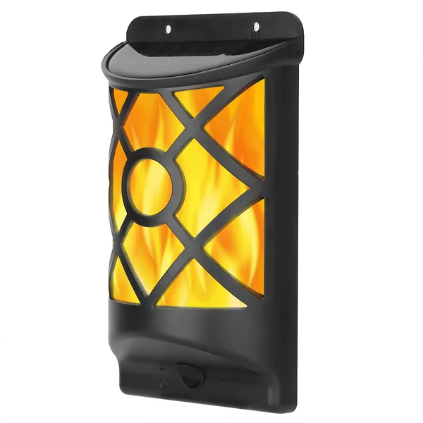 Flickering Flame Solar Wall Light - 96 LEDs, Waterproof Outdoor