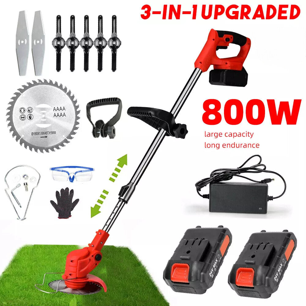 24V Cordless Grass Trimmer - Electric Weed Cutter with 2 Batteries