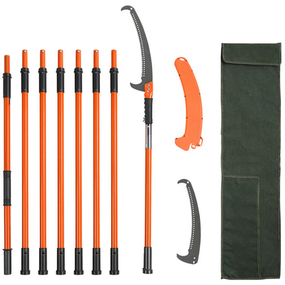 Manual Pole Saw - 7-27ft Extendable Tree Pruner, Sharp Steel Blade