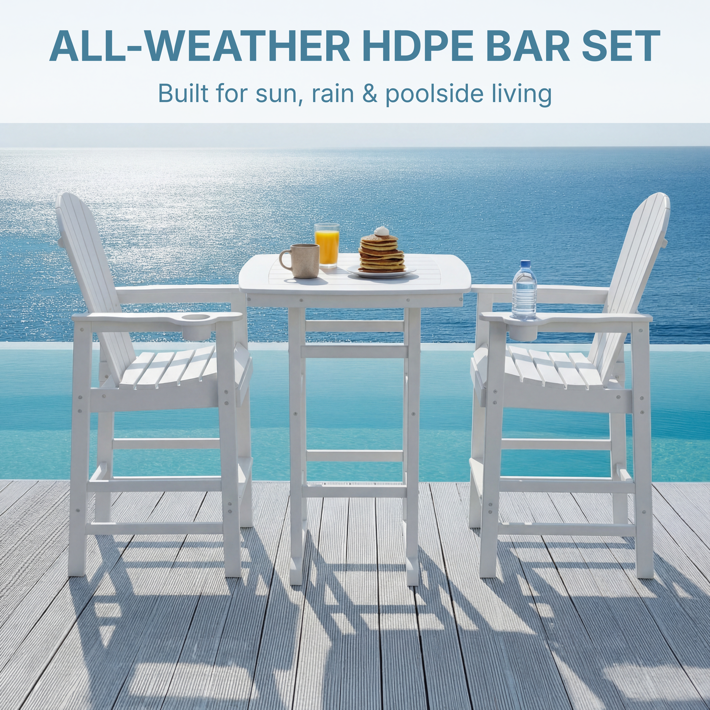 HDPE Bar Height Patio Table - All-Weather Outdoor Bistro Table