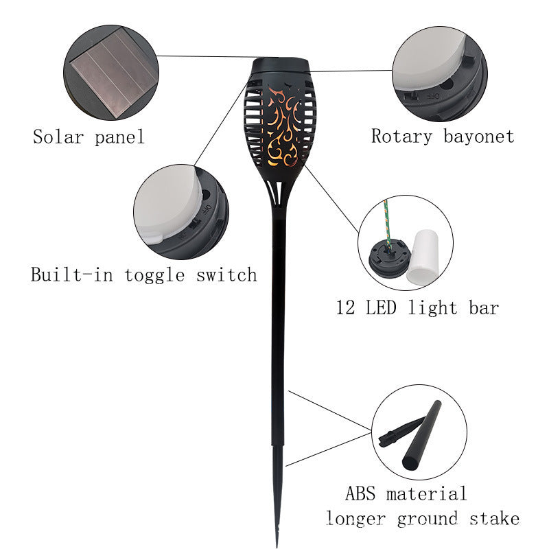 Solar Flickering Flame Torch Lights - Outdoor Garden Pathway
