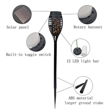 Solar Flickering Flame Torch Lights - Outdoor Garden Pathway