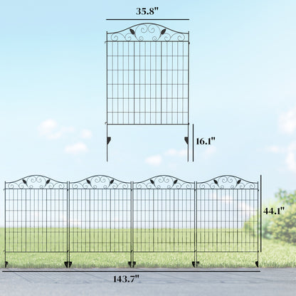 Folding Garden Fence 4-Pack - 44in x 12ft Border Edging