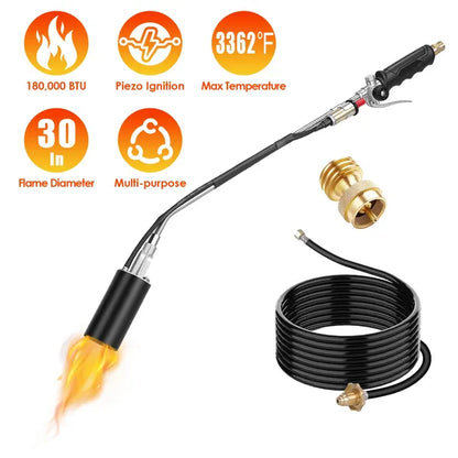 Propane Weed Torch Burner - 180,000 BTU with 10ft Hose