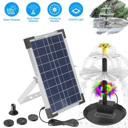 3-Tier Solar Bird Bath Fountain - Waterfall with Color-Change Light