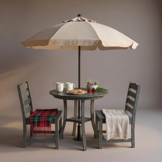 HDPE Outdoor Dining Set - Round Patio Table & 2 Chairs