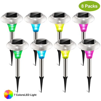 Color-Changing Solar Garden Stake Lights - Waterproof, Multi-Pack
