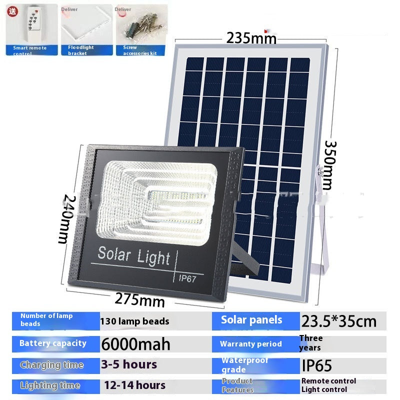 Auto Dusk-to-Dawn Solar Flood Light - Outdoor Yard Lamp