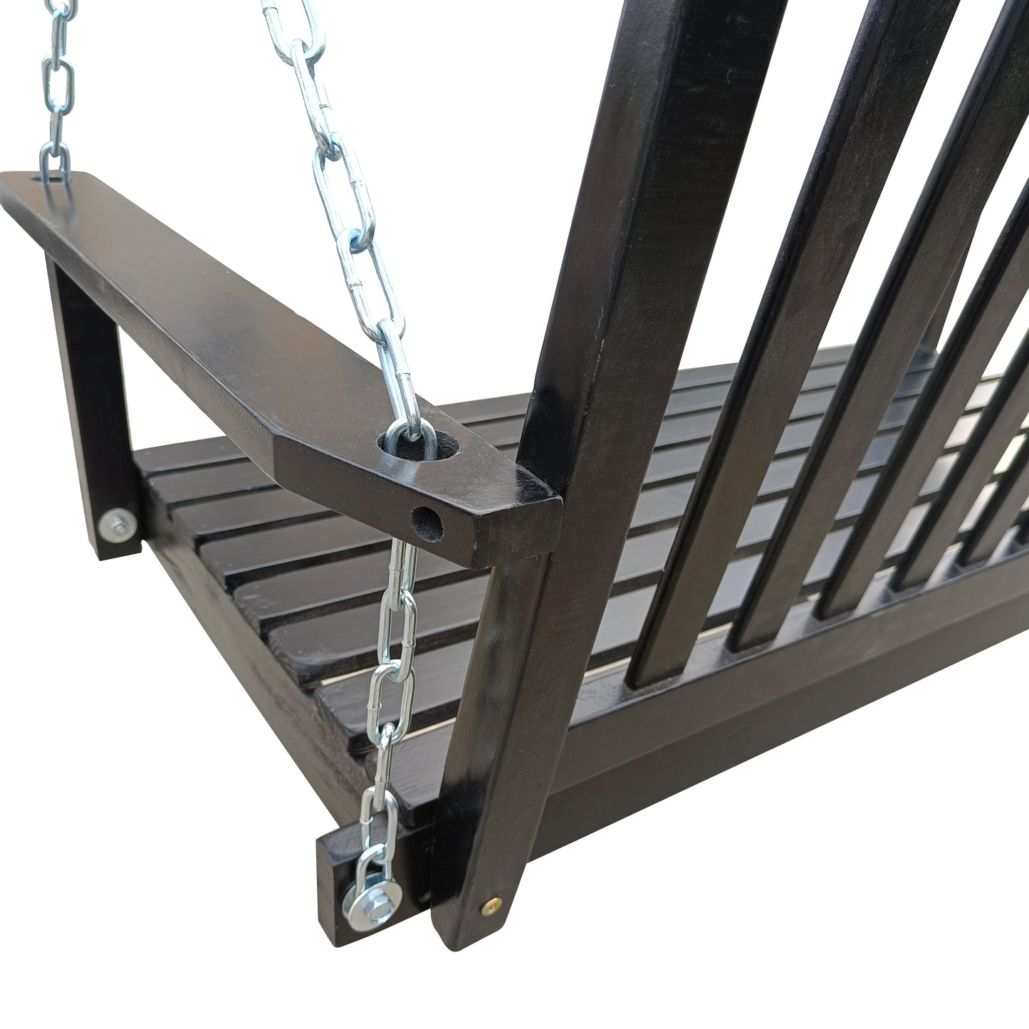 Wooden Porch Swing Bench with Armrests - Hanging Chains Included