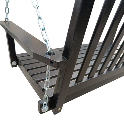 Wooden Porch Swing Bench with Armrests - Hanging Chains Included