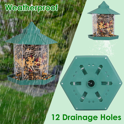 Gazebo Wild Bird Feeder - Large-Capacity 6-Port Hanging Station