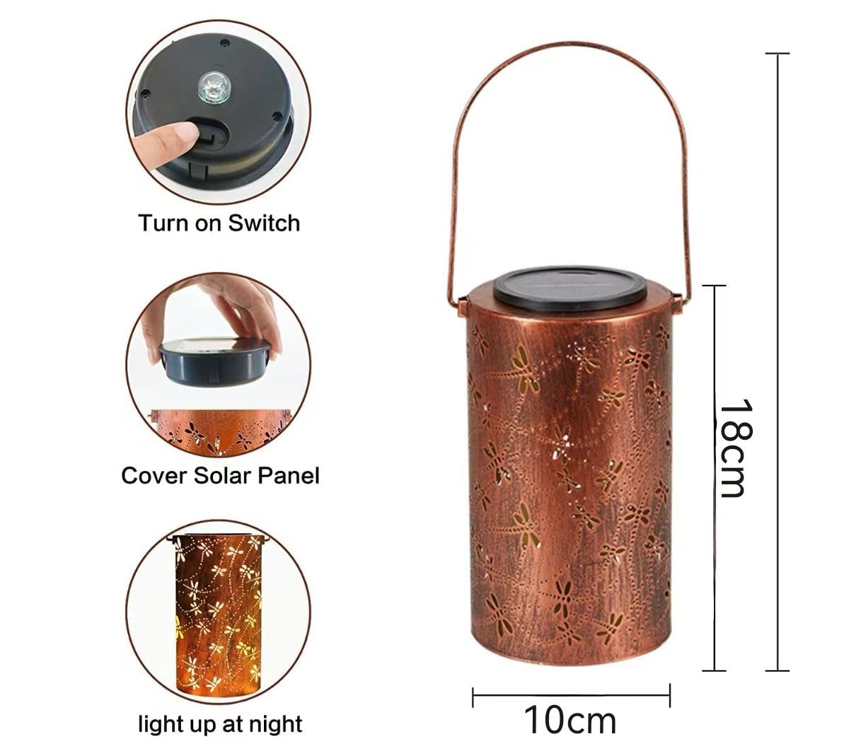 Solar Hanging Ceiling Lamp - Waterproof Iron Courtyard Light