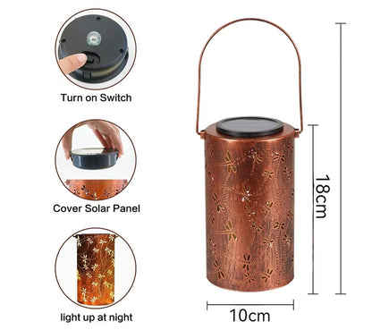 Solar Hanging Ceiling Lamp - Waterproof Iron Courtyard Light