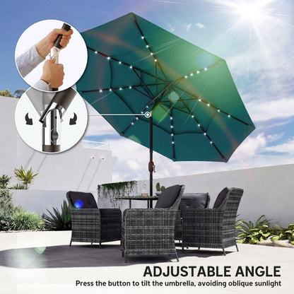 3-Tier Patio Umbrella 9.7ft - Outdoor with Solar LED Lights