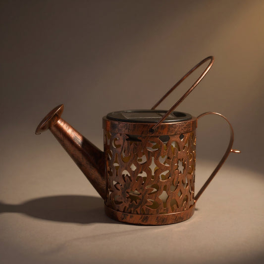 Solar Flower Watering Can Lights - Metal Garden Ornamental